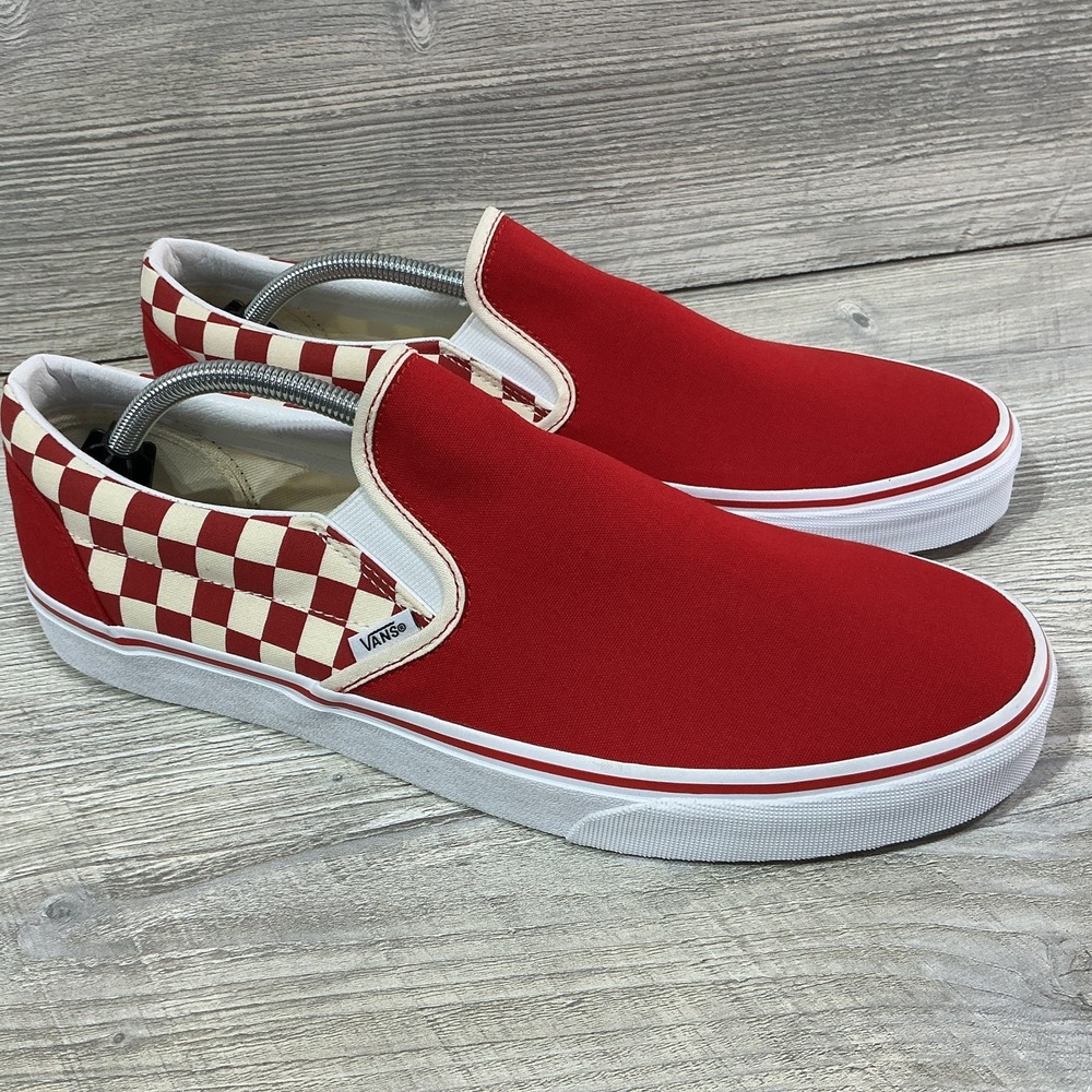 Vans Classic Slip-on Shoe Racing Red White Canvas Mens Size 13 Rare New 2024
